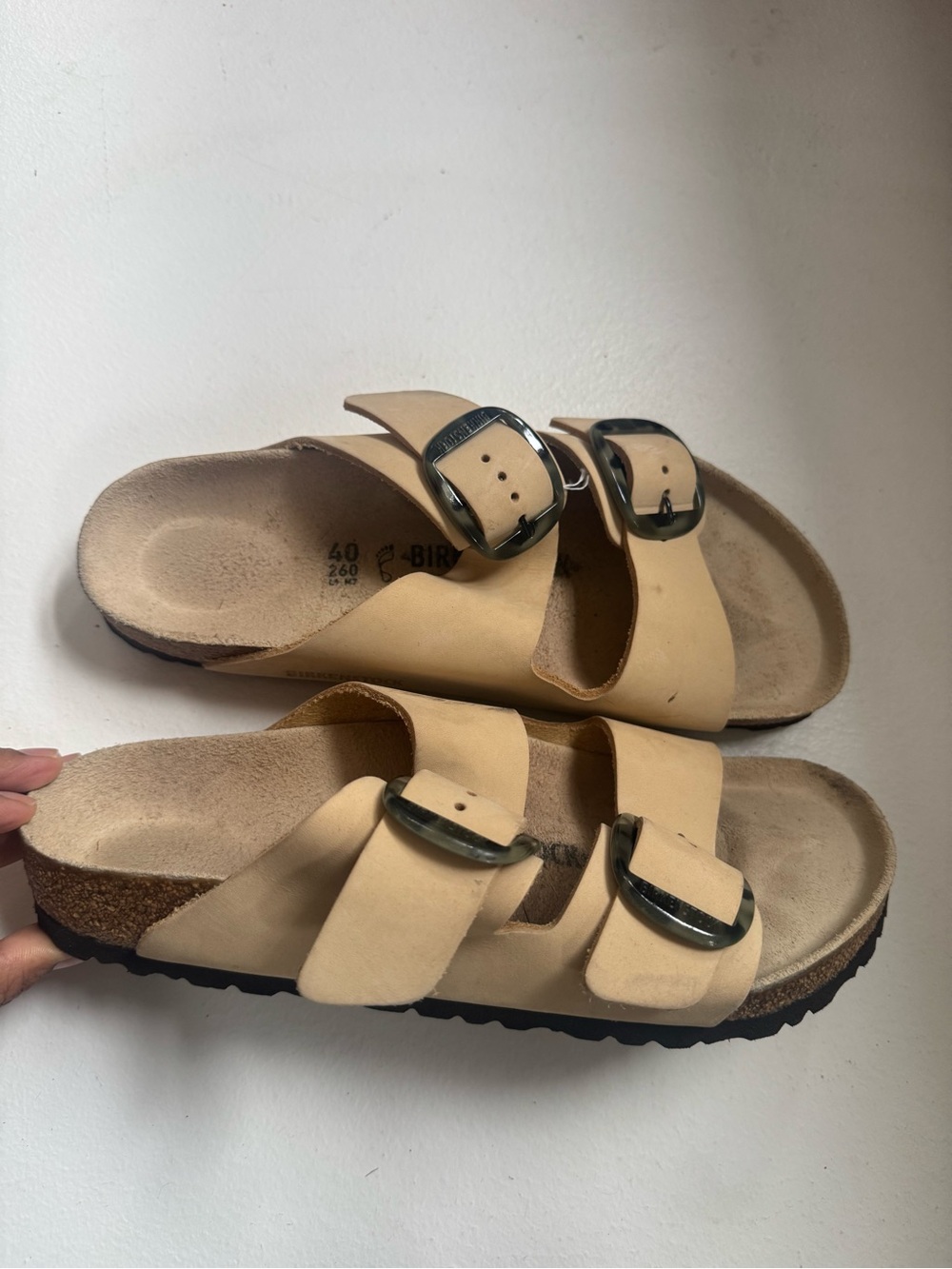 Birkenstock Arizona Big Buckle Sandals neutral nubuck leather tortoise-pattern
